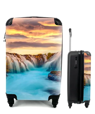 Produktbild von MuchoWow® Koffer Handgepäck Trolley Rollkoffer Kleine Reisekoffer mit 4 Rollen - Wasserfall - Landschaft - Wolken - Natur - Cabin Size < 55x40x23 cm & 55x40x20 cm - Fotokoffer - Kabinenkoffer - Boardgepäck - Reise-Box - Reisekoffer - Reisegepäck - Koffer mit Bild - Trolley für Kinder