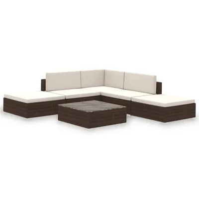 Immagine prodotto di vidaXL set 6 pezzi da giardino con cuscini in rattan marrone