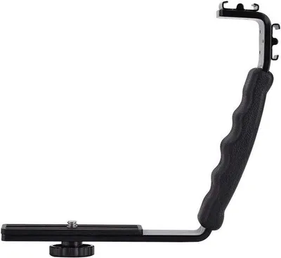 Obrázek produktu pro Držák na stativ pro fotoaparát – uchycení na dvojitou hotshoe – závit 1/4" – pro fotoaparát – ruční světlo – videokameru