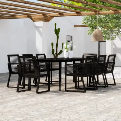 Zdjęcie produktu dla Maison Exclusive – 9-częściowy zestaw ogrodowy do jadalni, czarny