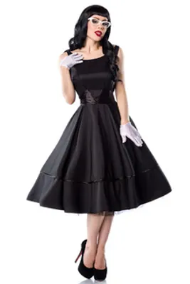 Produktbild von Vintage Rockabilly Petticoat Kleid aus Satin in schwarz Größe S