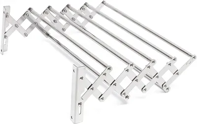 Produktbild von Wandmontierter Wäscheständer - Klappbar - Ausziehbar - Edelstahl - Rostbeständig - 7 Stangen - Silber