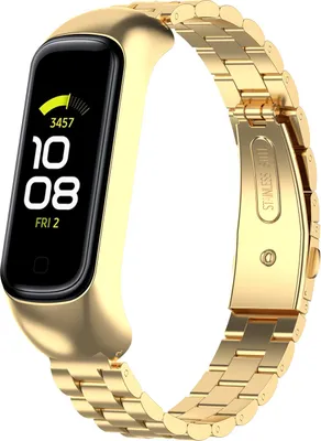 Produktbild von Strap-it Stahlarmband - Kompatibel mit Samsung Galaxy Fit 2 Armband Ersatzarmband Edelstahl - FaltschließeHochwertiges Material - für Samsung Galaxy Armband Gold