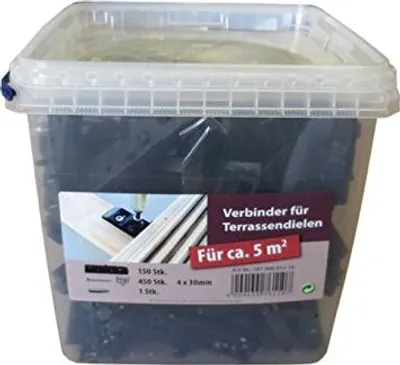 Produktbild von unsichtbare Besfestigung 1 Eimer - 150 Stück Terrassendielen incl. Schrauben A2 für ca. 5qm