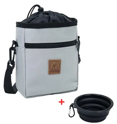 Produktbild von Leoberg Leckerli-Tasche mit Reisenapf - Futterbeutel Hund Leckerlibeutel mit Napf in Grau-903118
