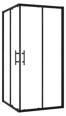 Produktbild von AICA Eckeinstieg 80x80x195cm 6mm ESG-glas Schwarz Schiebetür eckdusche Pendeltür Duschkabine Duschabtrennung Duschtür