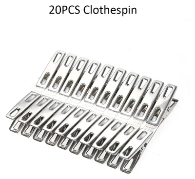 Produktbild von 20 Stück Wäscheklammern Edelstahl Wäscheklammern Metalldichtungsklammer Socken Kleidung Klammern Haushaltswäscheklammer Clips für Schulbüro Schrein