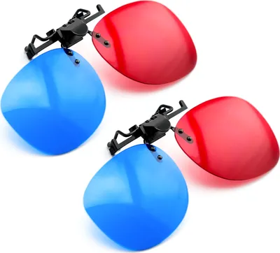 Produktbild von PRECORN 2er Set 3D Brillen Clip-On 3D Brille in rot/blau 3D-Anaglyphenbrille für Brillenträger - Perfekt für 3D Filme, 3D PC-Spiele, 3D Bilder, 3D Video (YouTube), 3D Projektionen und vieles mehr