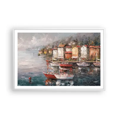 Produktbild von Gerahmtes Poster - Weißer Rahmen - Meer Hafen Segel - 91,5x61 cm - Wand Bild - Wanddeko - Wandbilder - Kunstposter - Wandposter - Bilderrahmen - Bilder - Kunstdruck - Wanddekoration - P2WAA91x61-5136