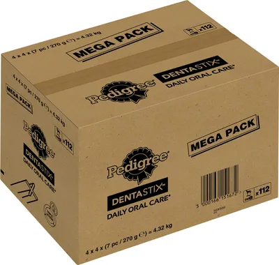 Produktbild von PEDIGREE® DENTASTIX™ Daily Oral Care Karton Mega Pack Grosse Hunde 112 Stück (4x4x7Stück)