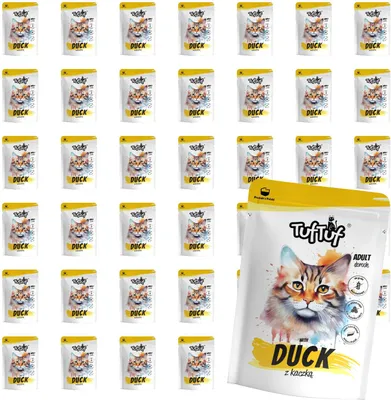 Produktbild von Tuftuf | Feuchtigkeitsspendende Katze - 40x100g - Mielonka mit Ente - 82% Feuchtigkeit - Hochwertige Fleischanteile
