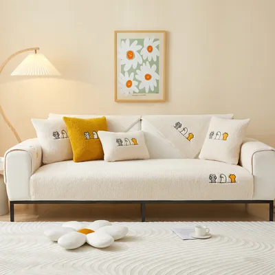 Produktbild von (90cm*210cm,Weiß)Sofakissenbezug Sofakissen aus Lammsamt Rutschfester Sofabezug Atmungsaktiv Sofaschutz für Schlafzimmerteppich Bodenpolster Tisch- und Stuhlmatten