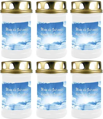 Produktbild von Grabkerze Weiß 6er Pack, Brenndauer: 48 Stunden ( je Kerze ), Motiv: Treppe