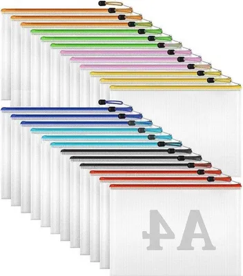 Produktbild von Famanu A4 Taschen mit Reißverschluss - 24 Stück in 8 Farben
