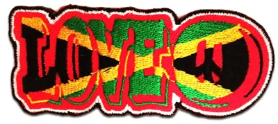 Obrázek produktu pro Love Reggae Hippie - nášivka, nažehlovací nášivka, nažehlovací aplikace, nášivky, k nažehlení, velikost: 9,5 x 4 cm