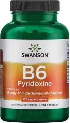 Produktbild von Vitamin B-6 Pyridoxin 100 mg 250 Kapseln Swanson Health Products