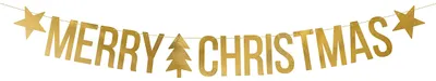 Buchstabenbanner Merry Christmas, Gold, 10,5 x 150 cm