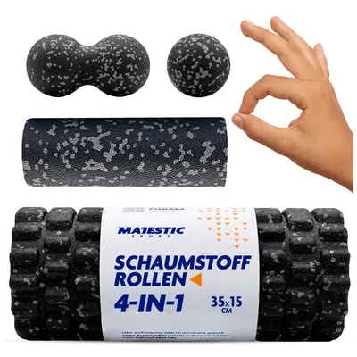 Produktbild von Majestic Sport TENSO 4in1 Massageset – EPP Faszienrolle, Mini-Roller, Ball & Duoball – Regeneration & Muskelentspannung