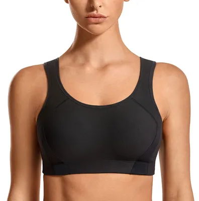 Immagine prodotto di Reggiseno sportivo da donna, modello racerback, con chiusura frontale, coppa intera, senza ferretto, senza imbottitura, reggiseno sportivo confortevole, top sportivo