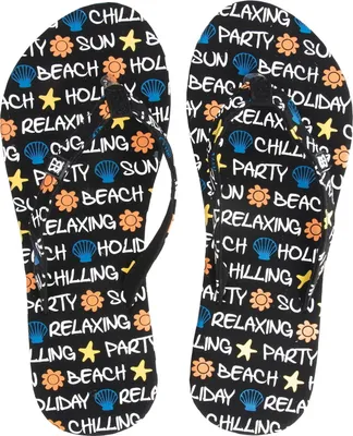 Produktbild von Robin Ruth Kinder Flip Flops mit weicher Sohle - Zehentrenner in verschiedenen Designs in Schwarz-Bunt Größe 34/35