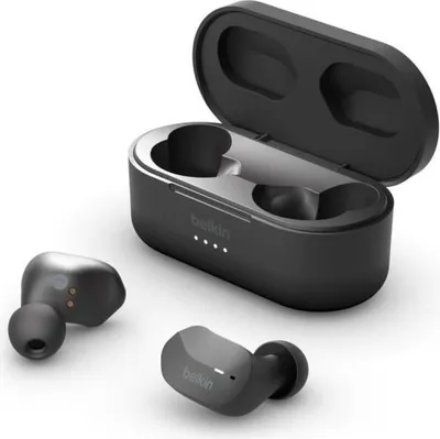 Produktbild von Belkin In-Ear Bluetooth Kopfhörer, SOUNDFORM True Wireless mit Ladehülle, schwarz, Kabellos, Musik, Kopfhörer, Schwarz