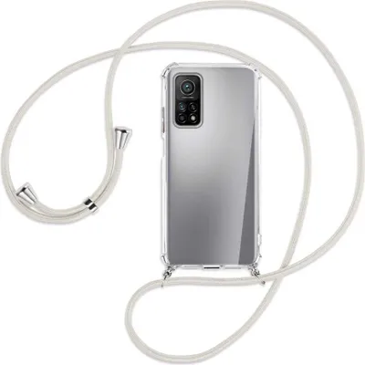 Produktbild von Handykette Backcover-Schutzhülle mit Band (Metall silberfarben) für Xiaomi Mi 10T (Pro) 5G - broken white