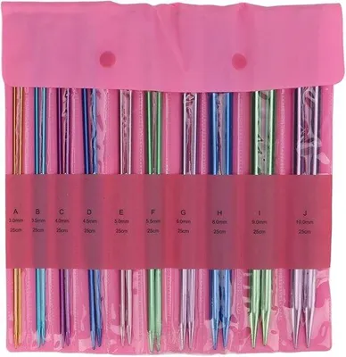 Produktbild von Stricknadeln 25 cm - Bunte Metall-Stricknadeln für DIY Strickprojekte