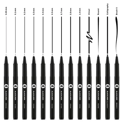 Produktbild von Molotow BLACKLINER Permanent Complete Set 13er Etui, Strichstärken sortiert