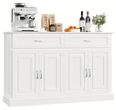Immagine prodotto di Armadio bianco - Mobiletto da cucina - Credenza - Mobile con cassetti - Dispensa - Ampio spazio di stoccaggio - Legno