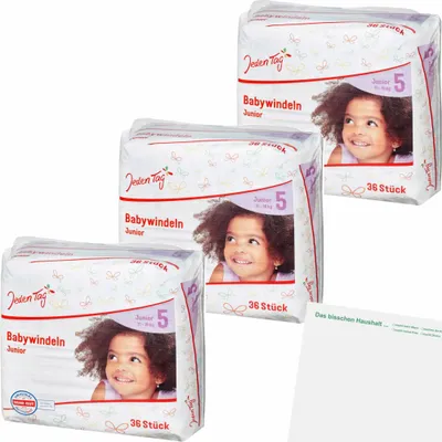 Produktbild von Jeden Tag Windeln Größe 5 Junior 3er Pack (3x36Stk Packung) + usy Block