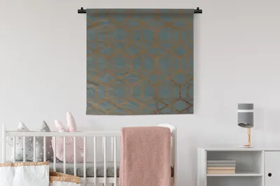 Produktbild von MuchoWow® Wandteppich Wandbehang Gold - Muster - Linie 90x90 cm Tapisserie Dekoration Wandtuch - Wandaufhänger