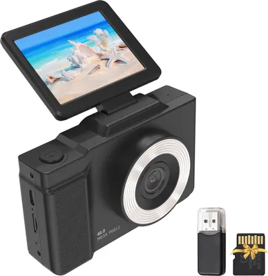 Obrázek produktu pro digitální fotoaparát 1080P pro děti, digitální videokamera, 48 MP, 2,8", otočná obrazovka IPS, automatické zaostřování, 16x zoom s LED světlem, 32 GB karta TF, USB čtečka karet, narozeninový a vánoční dárek pro teenagery, studenty, přátele