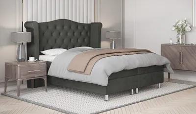 Obrázok produktu pre PREDAJ LEADER skriňová pružinová posteľ RIO 200x200 cm čalúnená posteľ s dvoma zásuvkami, kompletná súprava s matracom a topperom (4 cm), tmavo olivová, látka na posteľ ELEMENT 11