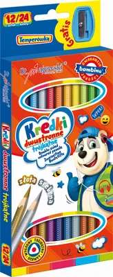 Obrázok produktu pre Obojstranné trojuholníkové ceruzky 12/24 farieb+ orezávátko BAMBINO