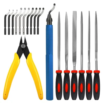 Entgratwerkzeug-Set mit 10 Klingen, 6 Feilen, Seitenschneider