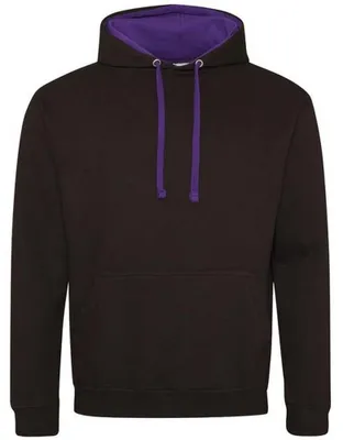 Produktbild von Awdis - "Varsity" Kapuzenpullover für Herren/Damen Uni LT2871 (XXL) (Pechschwarz/Violett)