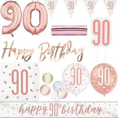 Produktbild von 90. Geburtstag Deko roségold Party Dekoration Set Frau Set Geburtstagsdeko Jubiläum