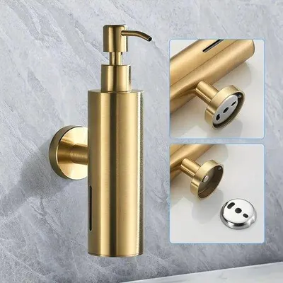 Immagine prodotto di Dispenser per sapone in acciaio inossidabile, montaggio a parete, bagno, dispenser per sapone rotondo cromato