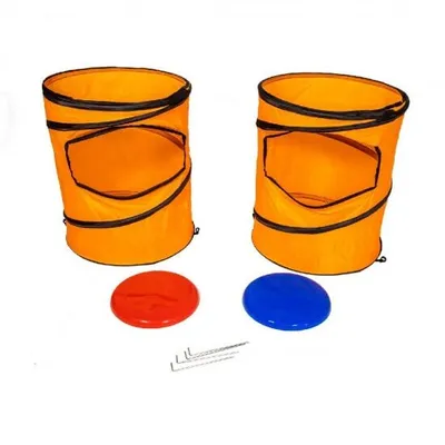 Image de Jouet d'adresse interactif pour enfants, Van Der Meulen SportX, 2 frisbees avec 2 buts spéciaux, support de rangement et piquets spéciaux pour la fixation au gazon