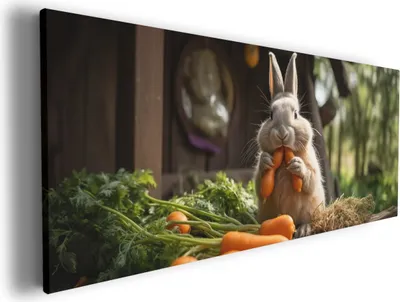 Produktbild von Wallario Premium Leinwandbild Karottenliebhaber in Größe 60 x 150 cm