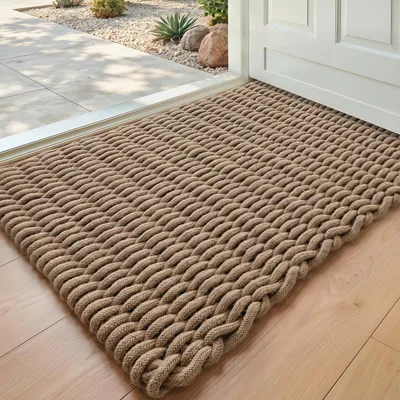 Productafbeelding van Schoonloopmat 60 x 90 cm, antislip, jute, bruin, voor binnen- en buitengebruik