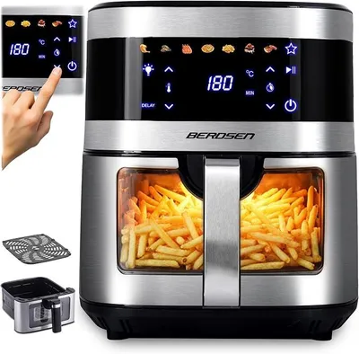 Imagen del producto de Freidora de aire XXL de 9,1 litros – Airfryer con ventana de visualización y pantalla táctil – 1700W – 7 programas – Apta para lavavajillas