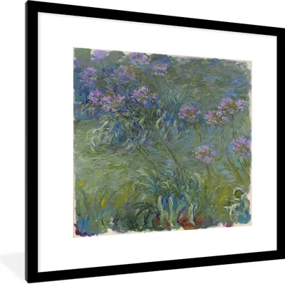 Produktbild von MuchoWow® Gerahmtes Poster Agapanthus - Gemälde von Claude Monet 40x40 cm - Poster mit Schwarzem Bilderrahmen Wandposter Rahmen Foto Bilder - Poster - Plakat im Rahmen