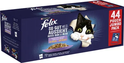 Produktbild von FELIX So gut wie es aussieht Katzenfutter nass in Gelee, Sorten-Mix, 44 x 85g (44 x 85g)