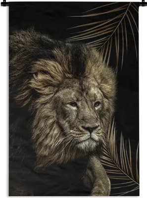 Produktbild von MuchoWow® Wandteppich Wandbehang Löwe - Pflanzen - Farben 120x180 cm Tapisserie Dekoration Wandtuch - Schlafzimmer - Dekorationen für das Haus
