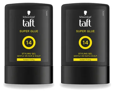 Imagen del producto de 2 unidades de gel adhesivo super fuerte Taft Men Power, formato de 300 ml, para una fijación máxima. Paquete económico