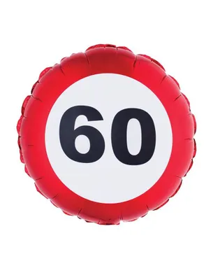 Obrázek produktu pro Párty balón foliový dopravní značka - narozeniny - 60 let - 46 cm