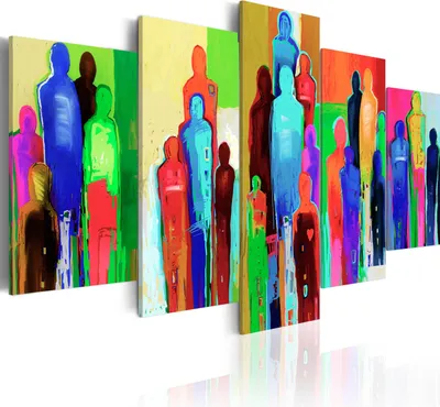 Produktbild von Leinwandbilder Abstrakt 200x100 cm Vlies Leinwandbild 5 tlg Kunstdruck modern Wandbilder XXL Wanddekoration Design Wand Bild - Gestalten bunt wie gemalt 0101-53