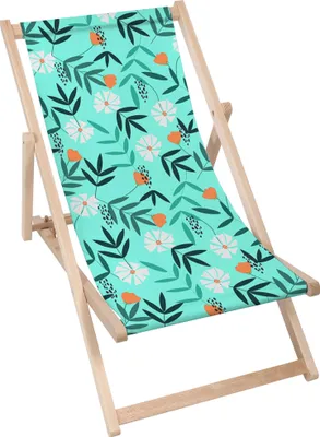 Produktbild von Dreamroots Liegestuhl klappbar Holz, Buchenholz bis zu 130 kg, Sonnenliege klappbar mit 3-stufiger Neigungsregulierung der Rückenlehne, Flower Dream