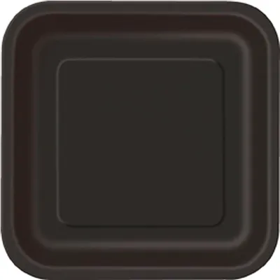 Produktbild von Party-Teller quadratische Teller 14 Stück schwarz 23x23cm - Einheitsgröße